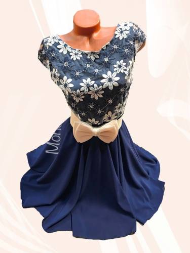 Rochie de ocazie scurta bleumarin cu corset brodat