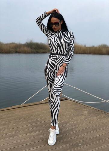 custom Shadow Rouse Salopeta dama casual sport stramta cu fermoar si imprimeu Zebra —  Euforia-Mall.ro