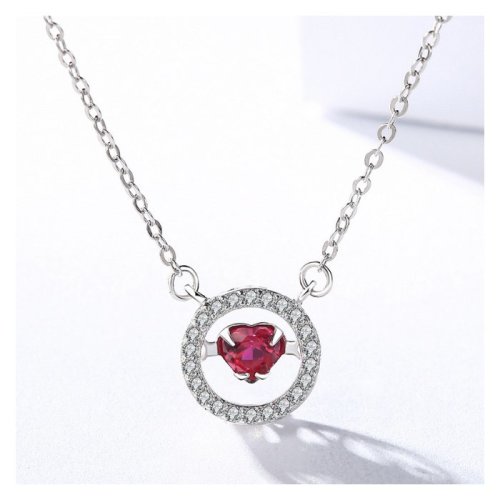 Colier din argint fashion diamond heart red