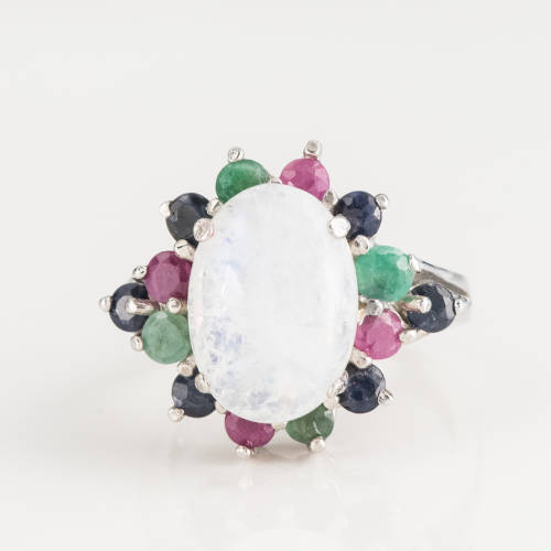 Senior citizens Incubus Round Daisy Fay Jewels - Inel argint cu radacina de rubin, safir, smarald, piatra  lunii — Euforia-Mall.ro