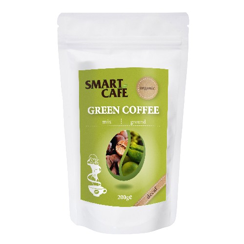 Cafea verde macinata + cafea prajita decofeinizata bio 200gr