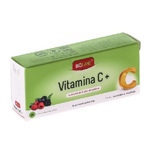 Vitamina c cu aroma de fructe de padure 20cpr bioland