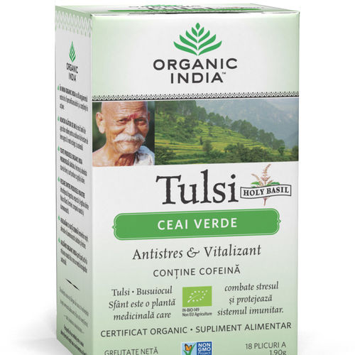 Ceai verde tulsi, antistres & vitalizant 18pl | organic india
