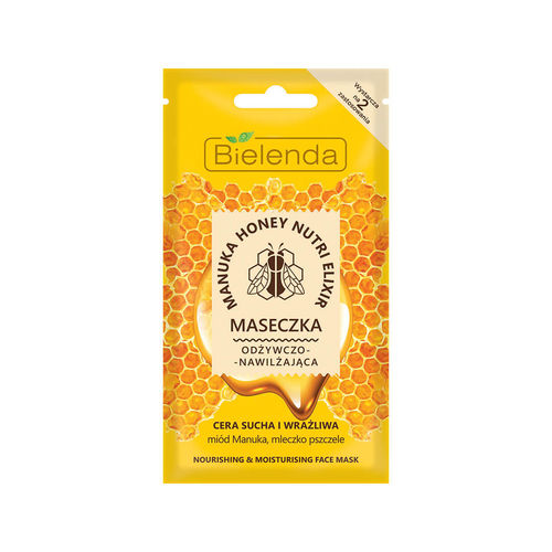 Manuka honey nutri elixir mască de faţă hrănitoare şi hidratantă pentru ten uscat şi sensibil 8g | bielenda