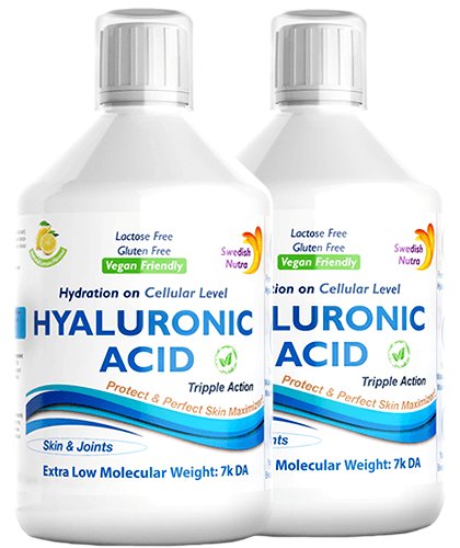 Pachet 2 x acid hialuronic lichid 100mg super concentrat, 500 ml | swedish nutra