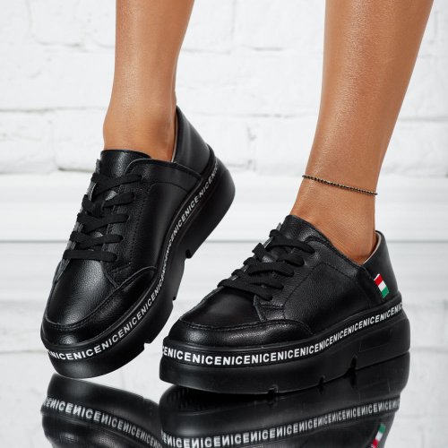 Pantofi dama din piele naturala elia negri #13894
