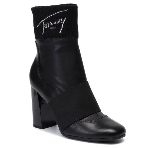 Botine tommy jeans - tommy signature heeled boot en0en00615 black 990