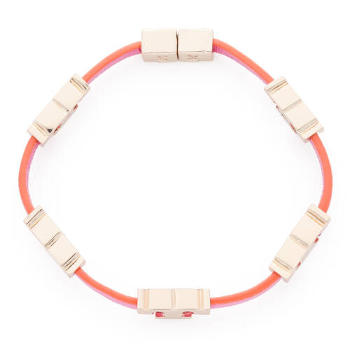 Brățară tory burch - serif-t single wrap bracelet 61675 tory gold/tory orange/crazy pink 701