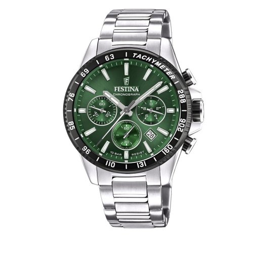 Ceas festina - timeless chronograph f20560/4 silver/green