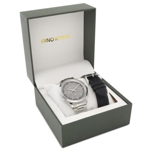 Ceas gino rossi - gr gift set 02m silver/black