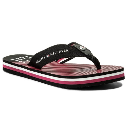Flip flop tommy hilfiger - essential stripe beach sandal fw0fw02378 black 990