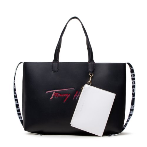 Geantă tommy hilfiger - iconic tommy tote signature aw0aw11324 dw5