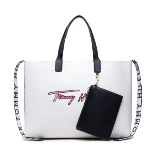 Geantă tommy hilfiger - iconic tommy tote signature aw0aw11324 yaf