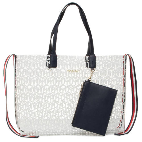 Geantă tommy hilfiger - iconic tommy tote transparent aw0aw08319 wht