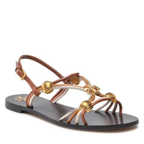 Sandale tory burch - capri multi strap sandal 89327 mocha brown/toasted bark/gold 200