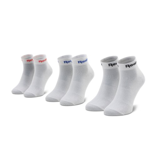 Set de 3 perechi de șosete medii pentru bărbați reebok - act core ankle sock 3p gn7777 white/dynred/white/coublu