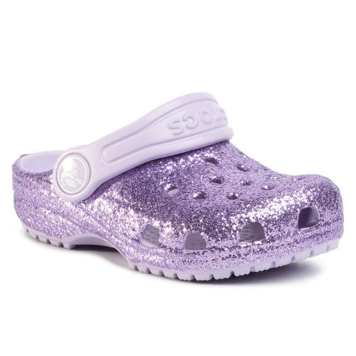 Șlapi crocs - classic glitter clog k 205441 lavender