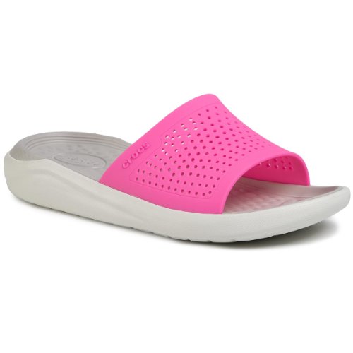 Șlapi crocs - literide slide 205183 electric pink/almost white