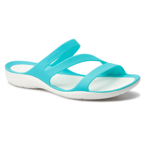 Șlapi crocs - swiftwater sandal w 203998 pool/white