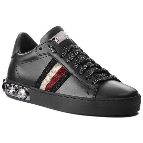 Sneakers stokton - 758-d vitello nero/nastro nero/ross