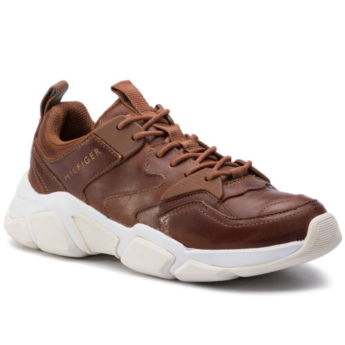 Sneakers tommy hilfiger - chunky leather runner fm0fm02474 cognac 606