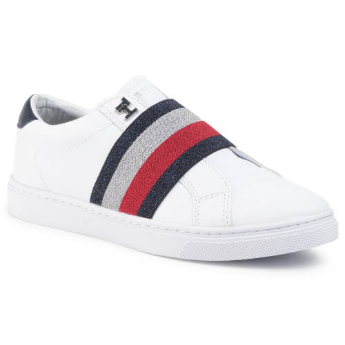 Sneakers tommy hilfiger - slip on elastic casual sneaker fw0fw04597 white ybs