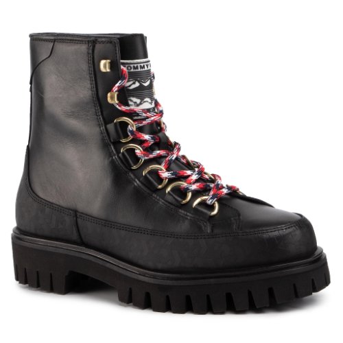 Trappers tommy hilfiger - fashion leather monogram boot fm0fm02584 black bds