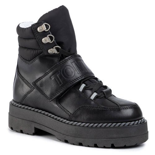 Trappers tommy jeans - outdoor leather flatform boot en0en00623 black 990