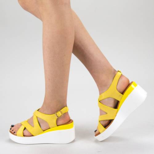 Sandale dama cu platforma qzl225 yellow (017) mei