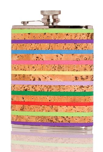 Accesorii barbati brouk co striped cork 6 oz flask brown