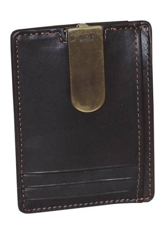 Accesorii barbati dopp front pocket money clip leather card holder reddish brown