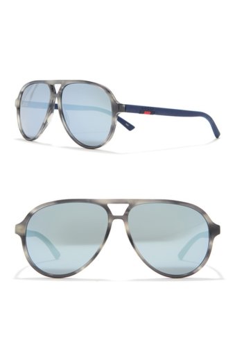 Accesorii barbati gucci 60mm pilot sunglasses havana blue grey