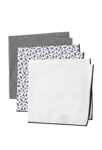 Accesorii barbati nordstrom rack fiona floral solid pocket squares - set of 3 black