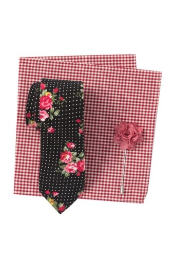 Accesorii barbati original penguin patterson floral tie pocket square lapel pin set black