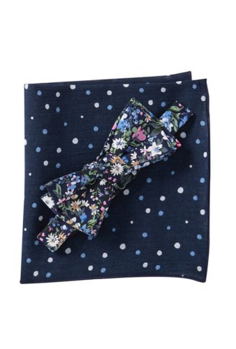 Accesorii barbati original penguin stockle floral bow tie pocket square set navy
