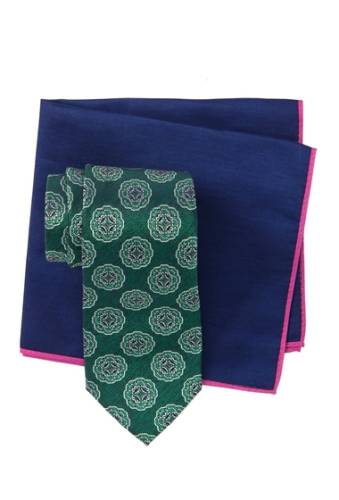 Accesorii barbati ted baker london silk melange medallion tie pocket square set green