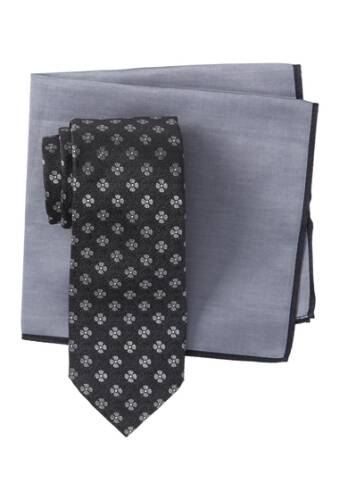 Accesorii barbati ted baker london silk melange small flower tie pocket square set black