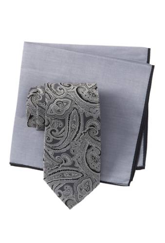 Accesorii barbati ted baker london silk tonal paisley tie pocket square set grey
