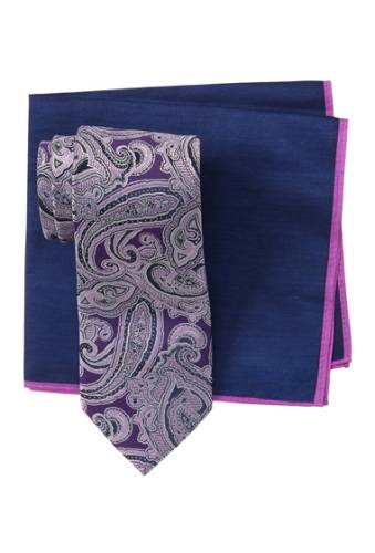 Accesorii barbati ted baker london silk tonal paisley tie pocket square set purple