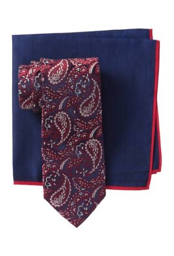 Accesorii barbati ted baker london silk tonal paisley tie pocket square set red