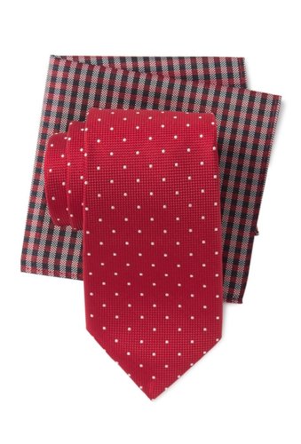 Accesorii barbati tommy hilfiger classic dot tie gingham pocket square set red
