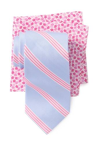Accesorii barbati tommy hilfiger fresh stripe tie floral pocket square set pink