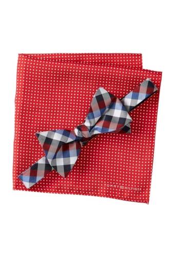 Accesorii barbati tommy hilfiger silk gingham dot to-be-tied set red
