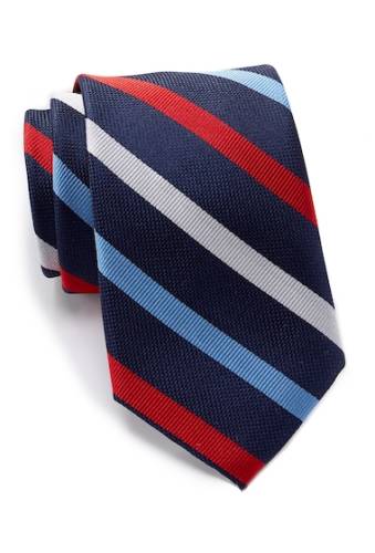 Accesorii barbati tommy hilfiger silk tricolor stripe tie navy
