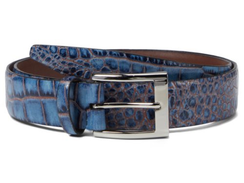 Accesorii barbati torino leather co 35 mm italian bicolor croc embossed calf bluered