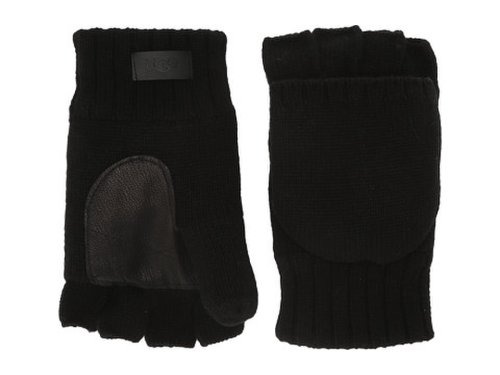 Accesorii barbati ugg knit flip mitten with tech leather palm and sherpa lining black