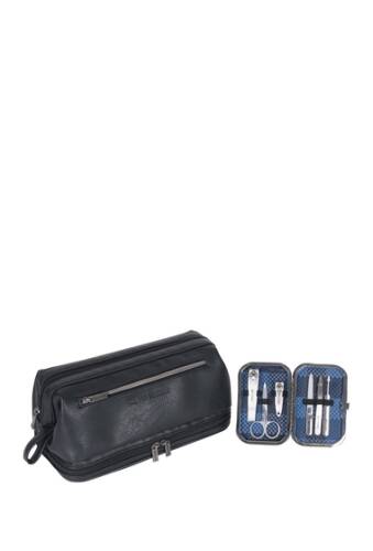 Accesorii femei ben sherman faux leather 6-piece manicure travel set black