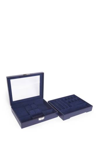 Accesorii femei brouk co the edwin series blue stackable jewelry box and tray navy blue