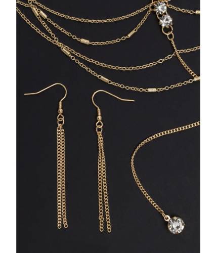 Accesorii femei cheapchic evening gala faux jewel necklace set gold