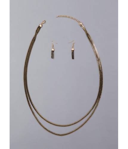Accesorii femei cheapchic watch your two-tone chain necklace set goldblack